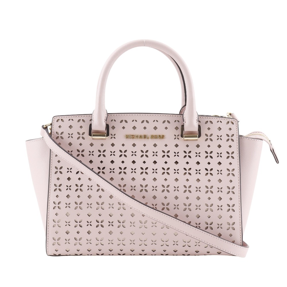 マイケルコース Michael Kors セルマ ハンドバッグ 2WAYショルダー パンチング レザー ピンク 斜め掛け 肩掛け 手提げ 2way A5 ファスナー Selma レディース【中古】Aランク