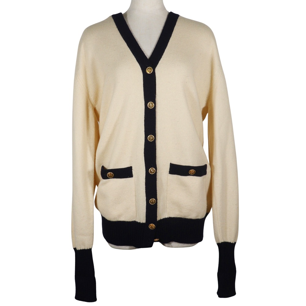 HERMES エルメス ジップアップ カーディガン カシミヤ×コットン 黒 レディース【S221324943】中古 HERMES エルメス ジップアップ カーディガン カシミヤ×コットン