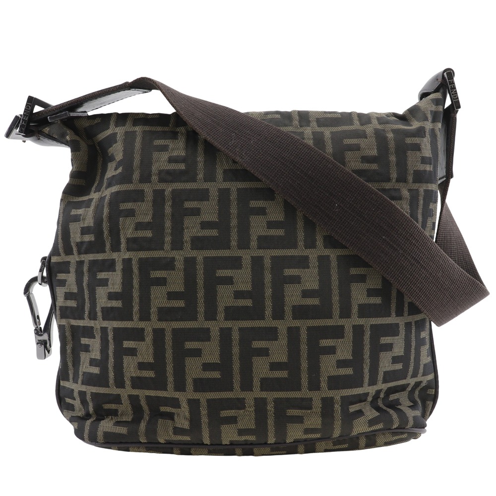 フェンディ FENDI ズッカ ショルダーバッグ ワンショルダー ナイロンキャンバス イタリア製 茶 肩掛け ファスナー Zucca レディース【中古】