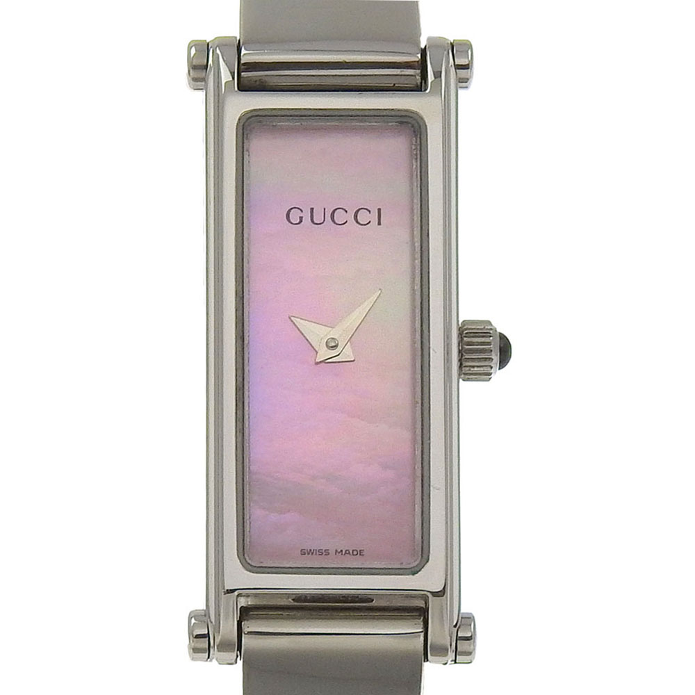 グッチ GUCCI シェル 腕時計 1500L ステンレススチール クオーツ アナログ表示 ピンクシェル文字盤 shell レディース【中古】｜質にしきの【ブランド販売・買取】
