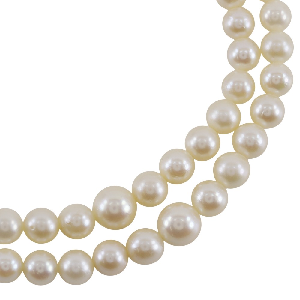 真珠 ネックレス グラデーション 2連3.6～7.1ｍｍ パール&times;シルバー 約32.5g Pearl レディース【中古】｜質にしきの【ブランド販売・買取】