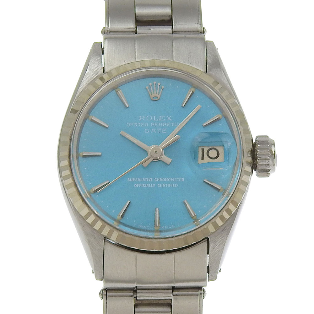 ロレックス ROLEX オイスターパーペチュアル 腕時計 デイト cal.1130 6517 ステンレススチール 自動巻き 水色文字盤 Oyster perpetual レディース【中古】