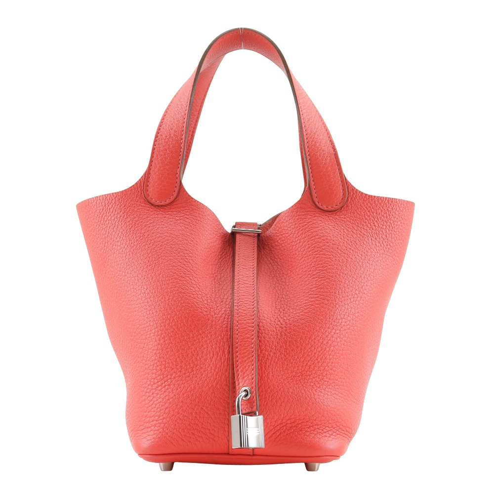 エルメス HERMES ピコタンロック18 PM ハンドバッグ トリヨンクレマンス ルージュピヴォワンヌ フランス製 2012年 ピンク/シルバー金具 □P 手提げ ベルト金具 Picotin Lock18 PM レディース【中古】Aランク