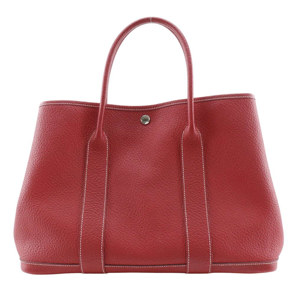 エルメス HERMES ガーデンパーティPM トートバッグ ネゴンダ フランス製 2012年 赤 □P 肩掛け 手提げ A4 スナップボタン Garden party PM レディース【中古】A-ランク
