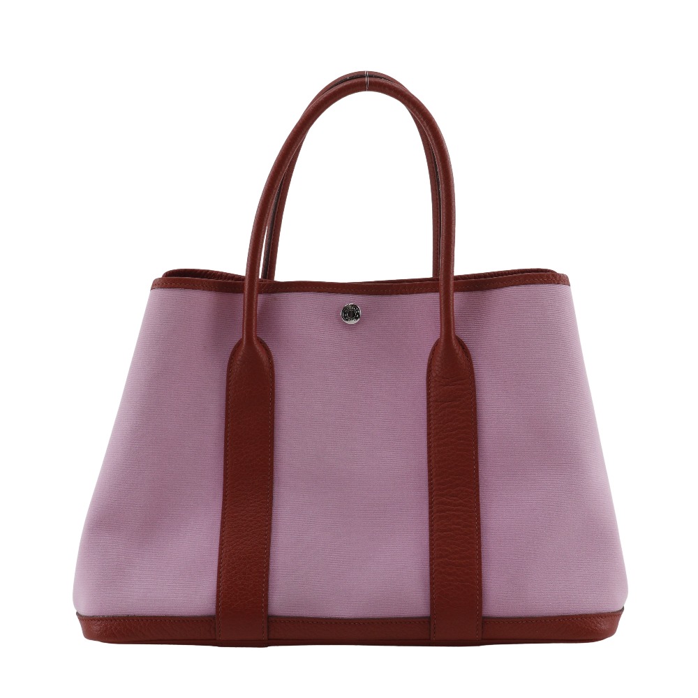 エルメス HERMES ガーデンパーティPM トートバッグ トワルオフィシエ フランス製 2020年 ピンク/赤 Y 肩掛け 手提げ A4 スナップボタン Garden party PM レディース【中古】