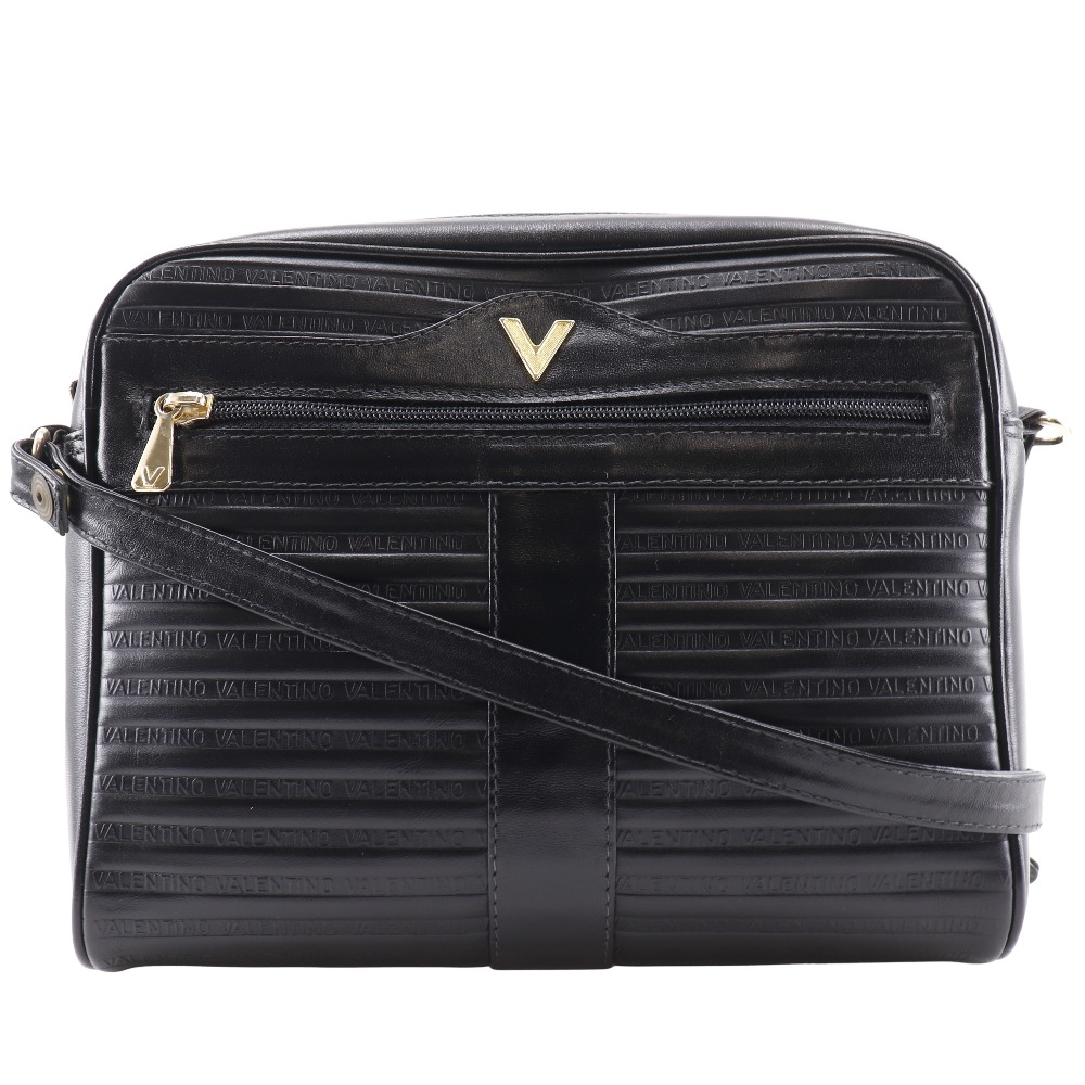 マリオ・ヴァレンティノ MARIO VALENTINO ロゴ Vマーク ショルダーバッグ 2WAYクラッチ レザー イタリア製 黒 斜め掛け 2way ファスナー Logo V mark レディース【中古】|質にしきの【ブランド販売・買取】