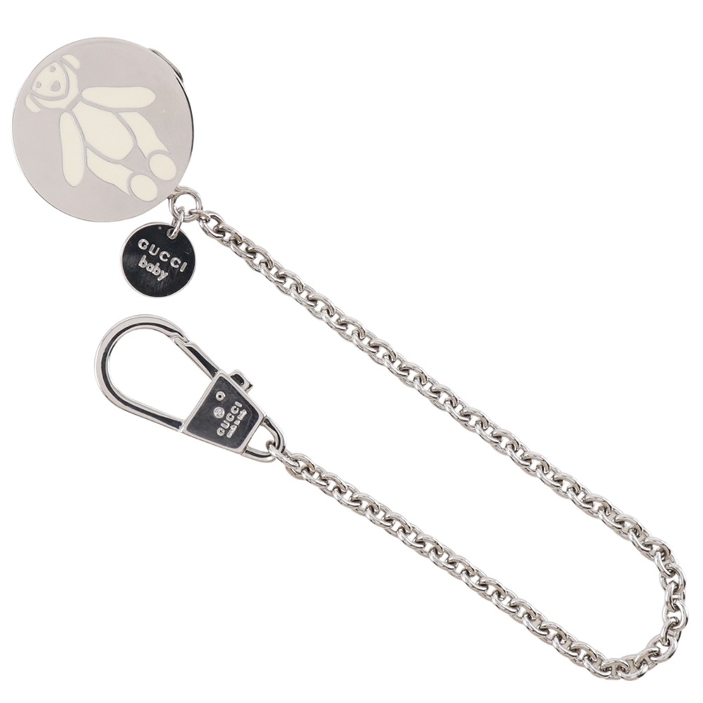 グッチ GUCCI baby キーホルダー クリップ付きチェーン 金属製 イタリア製 シルバー baby レディース【中古】