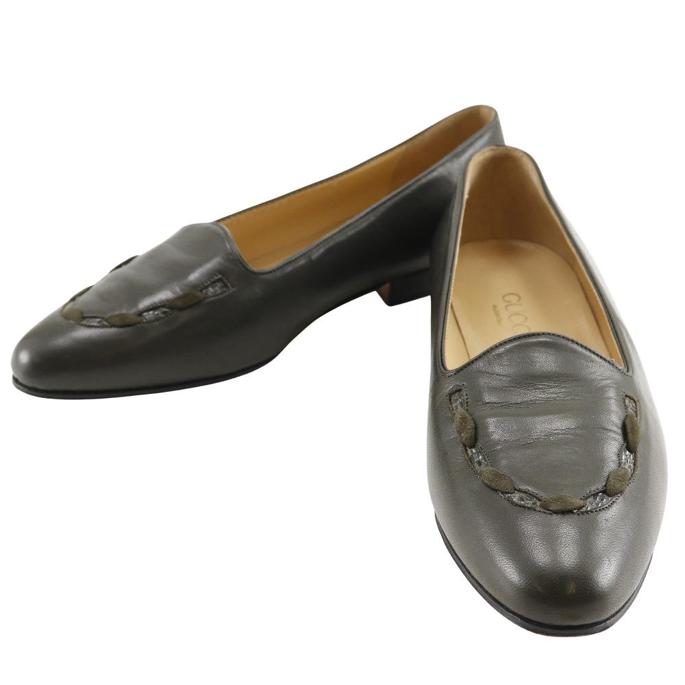 グッチ GUCCI ローファー パンプス レザー イタリア製 茶 loafers レディース【中古】｜質にしきの【ブランド販売・買取】