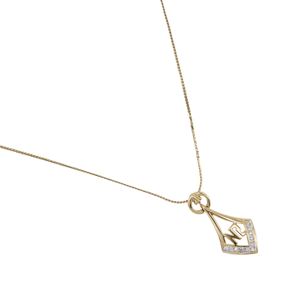 ニナリッチ NINA RICCI NRロゴ ネックレス 金メッキ×ラインストーン 約5.2g NR logo レディース【中古】A-ランク