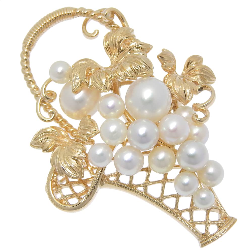 MIKIMOTO ミキモト シルバー パール 真珠 リーフモチーフ ブローチ MIKIMOTO ミキモト ブローチ パール 真珠 5.2-5.9mm リーフ