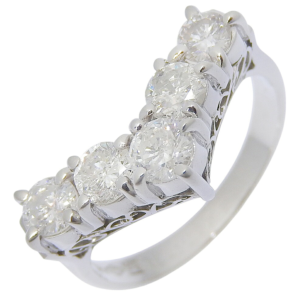 V字 12号 リング・指輪 5P Pt900プラチナ×ダイヤモンド 1.02 V字 約5.3g V character レディース【中古】A+ランク