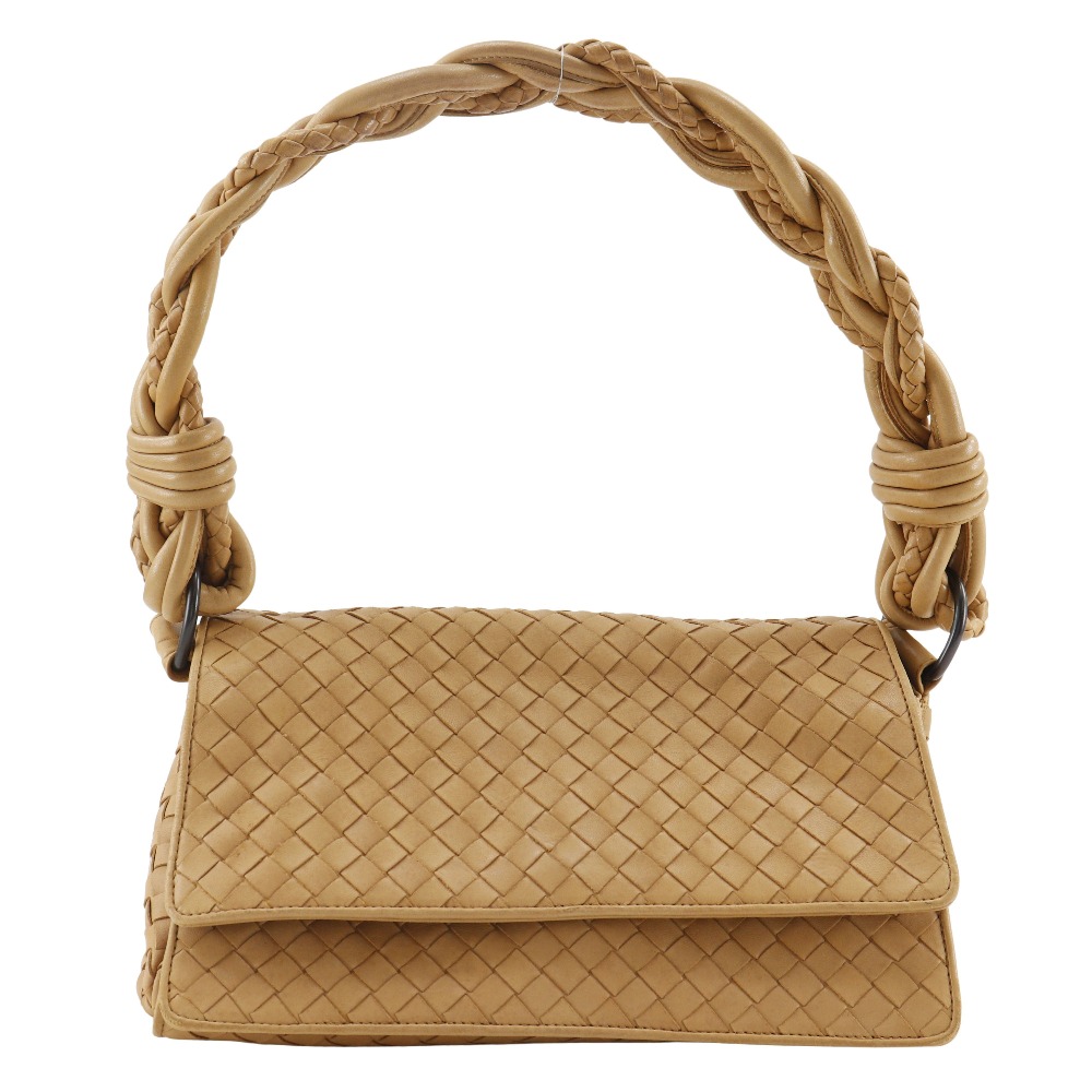 ボッテガヴェネタ BOTTEGAVENETA イントレチャート ショルダーバッグ 145555 V0016 カーフ イタリア製 ベージュ 肩掛け マグネットタイプ Intrecciato レディース【中古】|質にしきの【ブランド販売・買取】