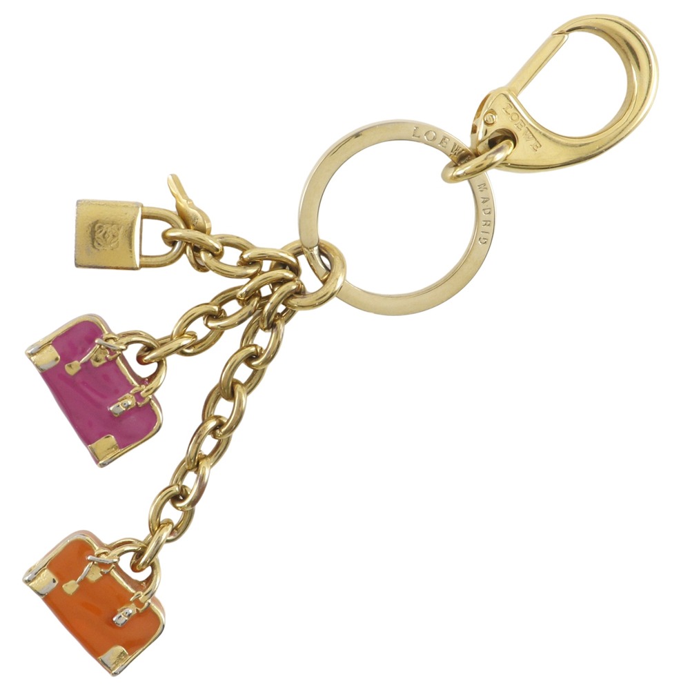 ロエベ LOEWE アナグラム キーホルダー バッグモチーフ バッグチャーム 金メッキ anagram レディース【中古】