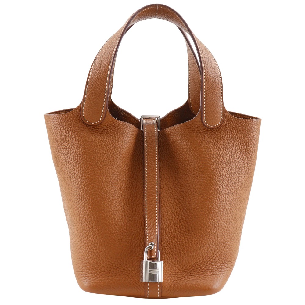 エルメス HERMES ピコタンロック18 PM ハンドバッグ トリヨンクレマンス ゴールド フランス製 2021年 茶/シルバー金具 Z 手提げ ベルト金具 Picotin Lock18 PM レディース【中古】
