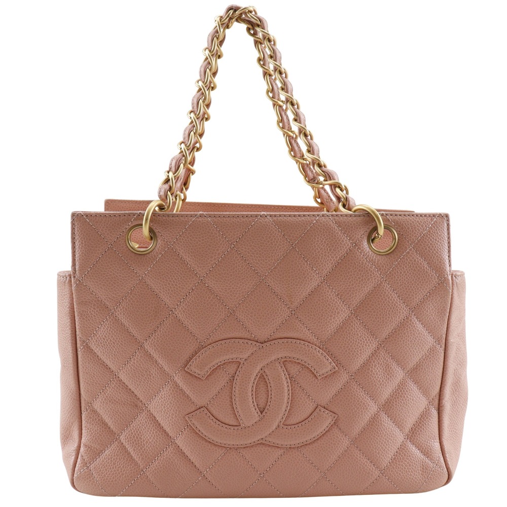 シャネル CHANEL マトラッセ ココマーク トートバッグ チェーントート A15688 キャビアスキン イタリア製 ピンク 肩掛け 手提げ A5 ファスナー Matelasse COCO Mark レディース【中古】｜質にしきの【ブランド販売・買取】