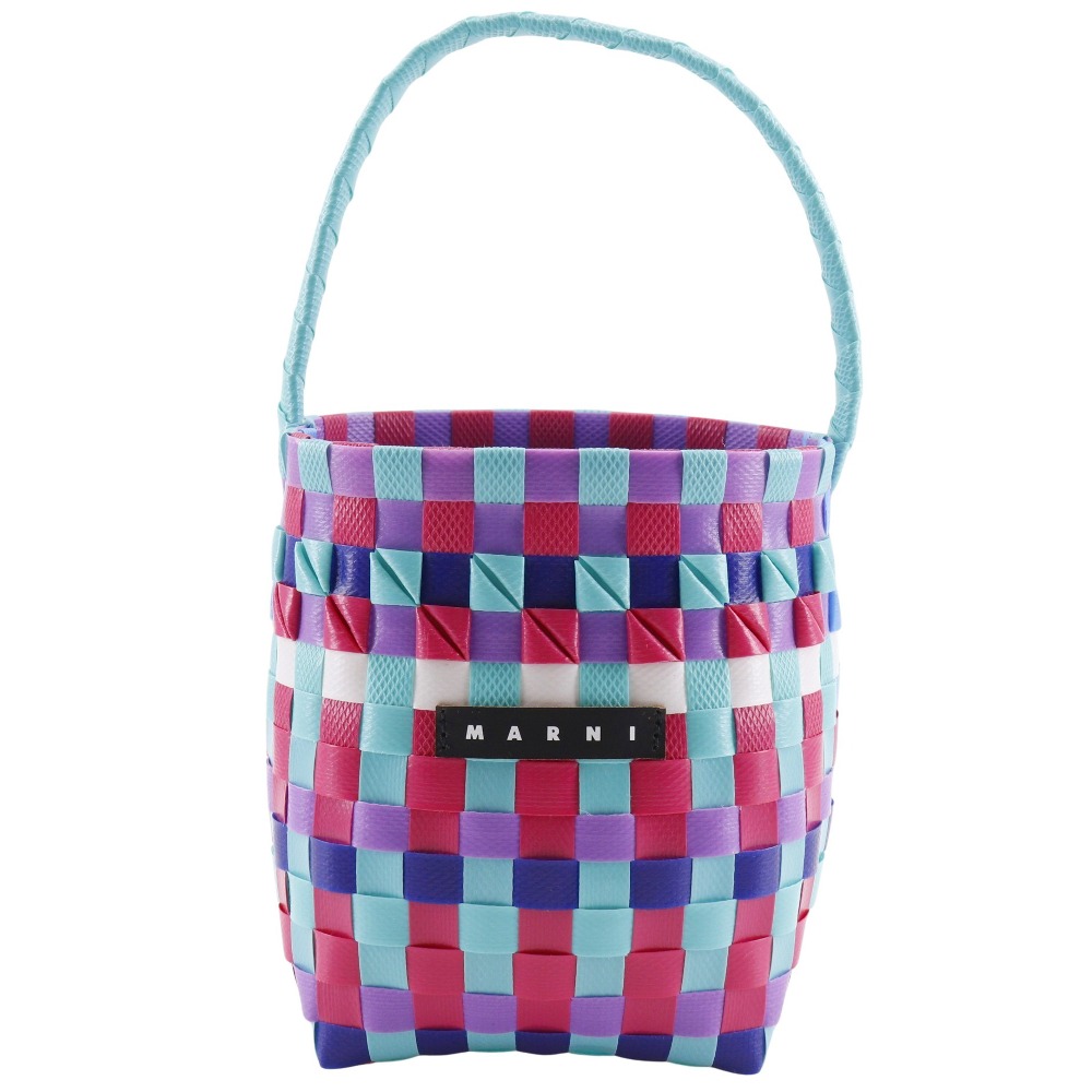 マルニ MARNI ポッド ウーブンバケット ハンドバッグ ワンハンドル M00332 M00IW ポリプロピレン ブルー/マルチカラー 手提げ オープン Pod Woven Bucket レディース【中古】A+ランク