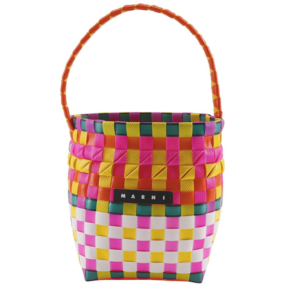 マルニ MARNI ポッド ウーブンバケット ハンドバッグ ワンハンドル M00332 M00IW ポリプロピレン オレンジ/マルチカラー 手提げ オープン Pod Woven Bucket レディース【中古】Aランク