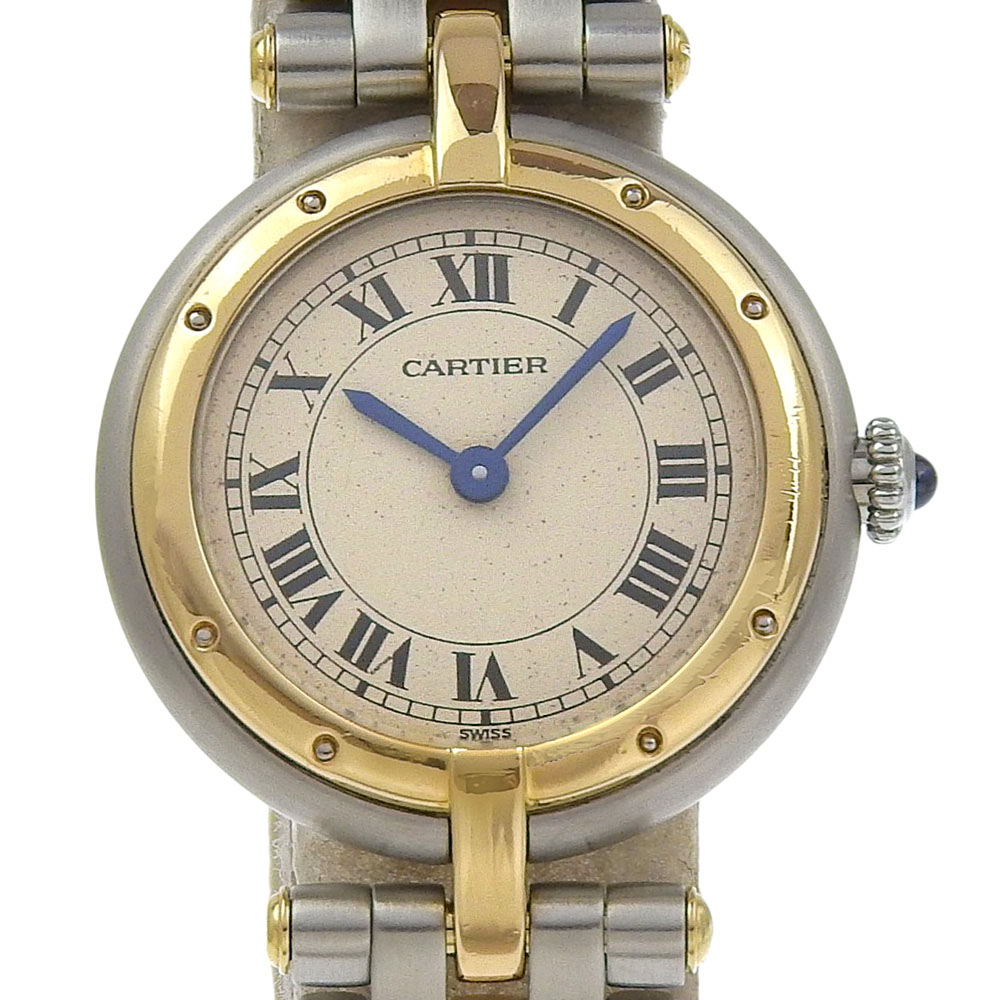 カルティエ CARTIER パンテールSM 1ロウ 腕時計 cal.157 84084242 ステンレススチール×YG クオーツ アナログ表示 ホワイト文字盤 PANTHERESM 1 Row レディース【中古】A-ランク