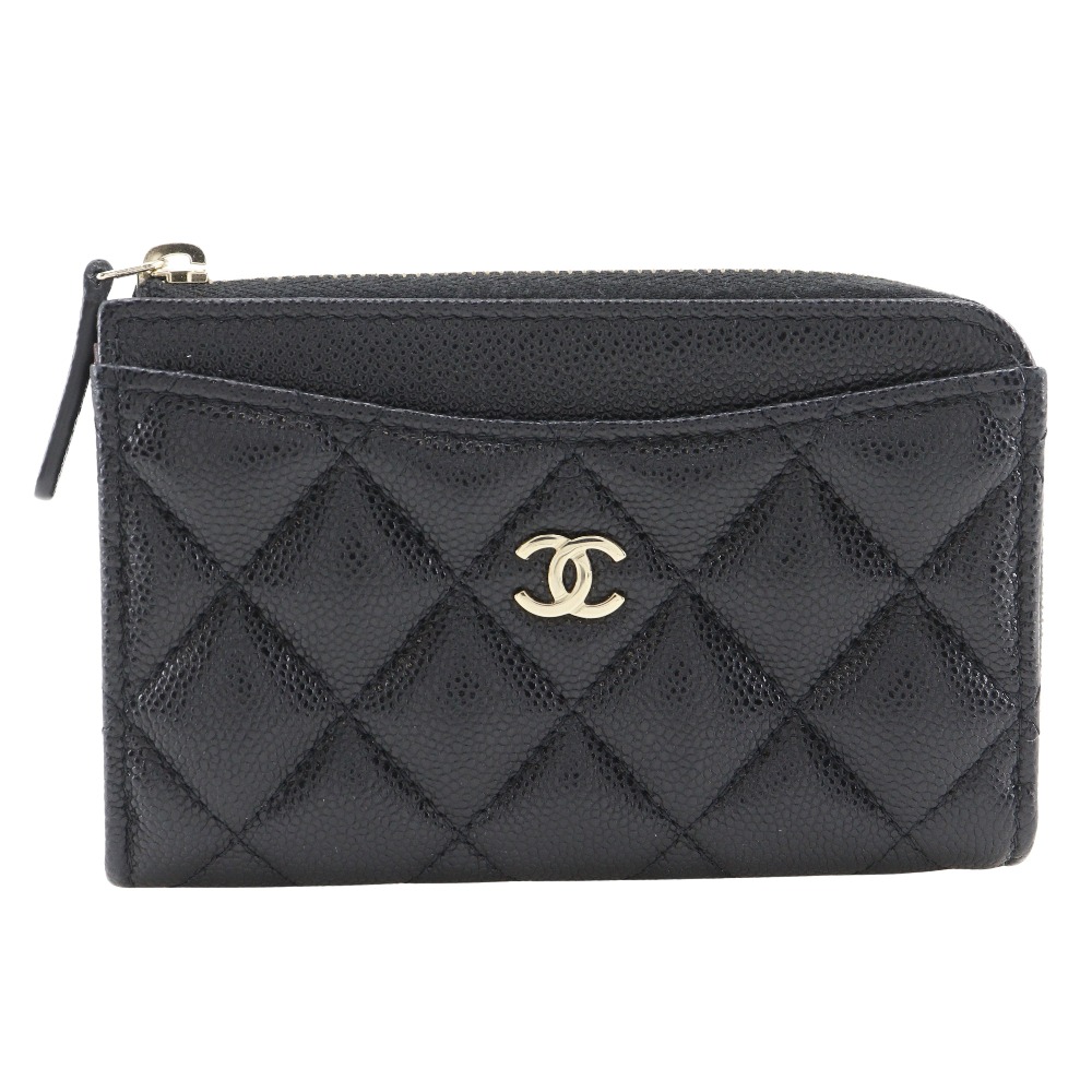 【出品最終日】CHANEL ブラックレザー マトラッセ ケース シャネル CHANEL マトラッセ25 A01112 ブラック/SV金具 キャビアスキン