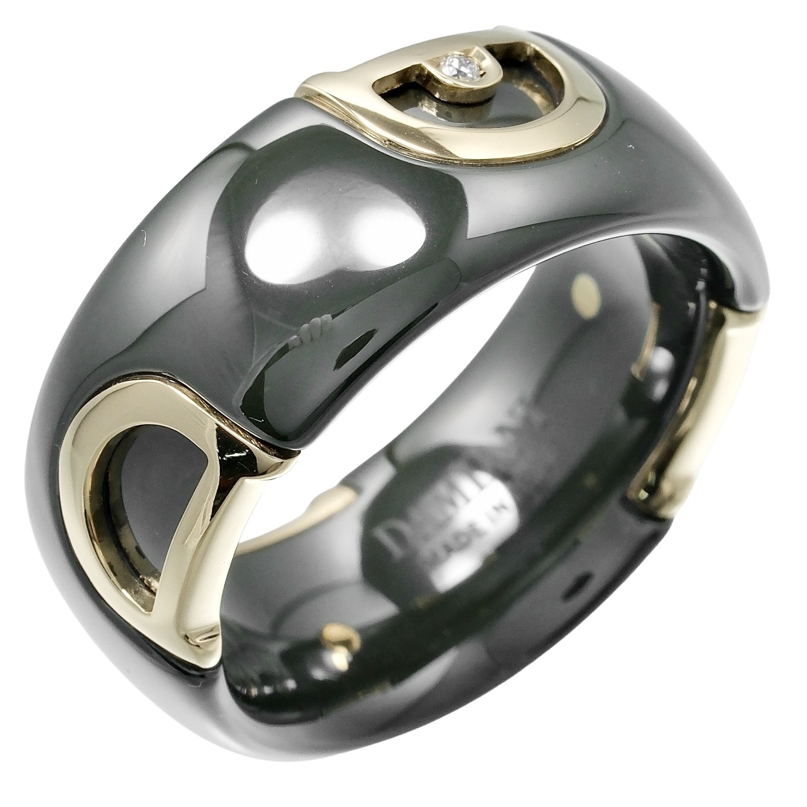 ダミアーニ リング Dアイコン 19号 リング 指輪 セラミック K18YG イエローゴールド ダイヤモンド 約10.6g Damiani【中古】Aランク