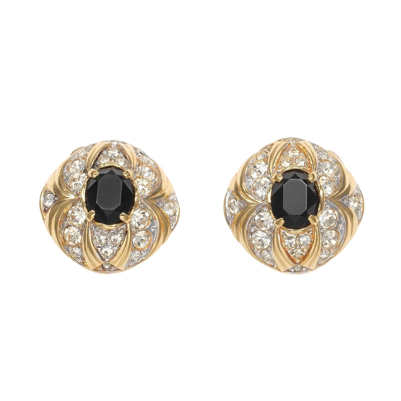 ニナリッチ イヤリング 金メッキ ラインストーン 約19.2g NINA RICCI【中古】A-ランク