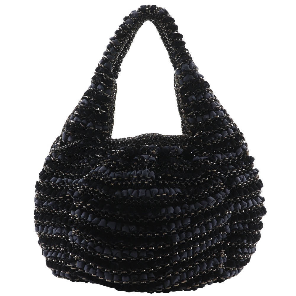 アンテプリマ ANTEPRIMA ワイヤーバッグ トートバッグ ベロア×ワイヤーコード 黒 肩掛け 手提げ オープン Wire bag レディース【中古】A-ランク