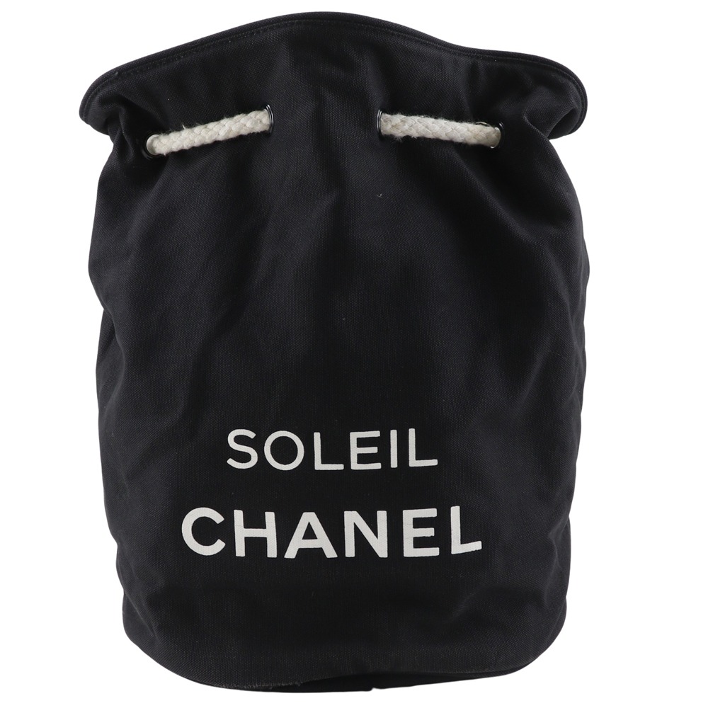 シャネル CHANEL SOLEIL 巾着 ショルダーバッグ ノベルティ キャンバス 黒 肩掛け 巾着 SOLEIL drawstring bag レディース【中古】B-ランク