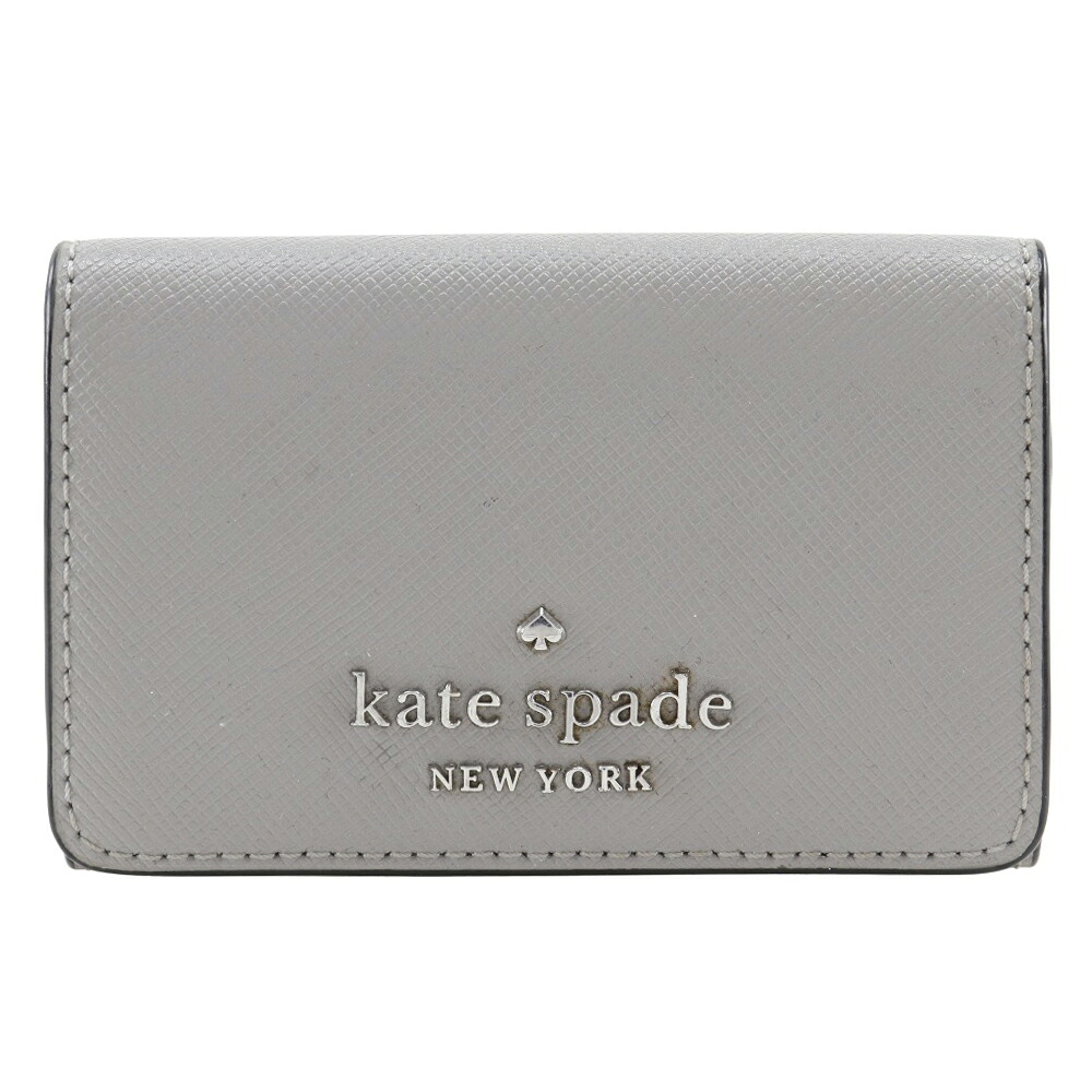 ケイトスペード Kate Spade ステイシー カラーブロック キーケース PVC グレー/白 スナップボタン Stacy Color Block レディース【中古】