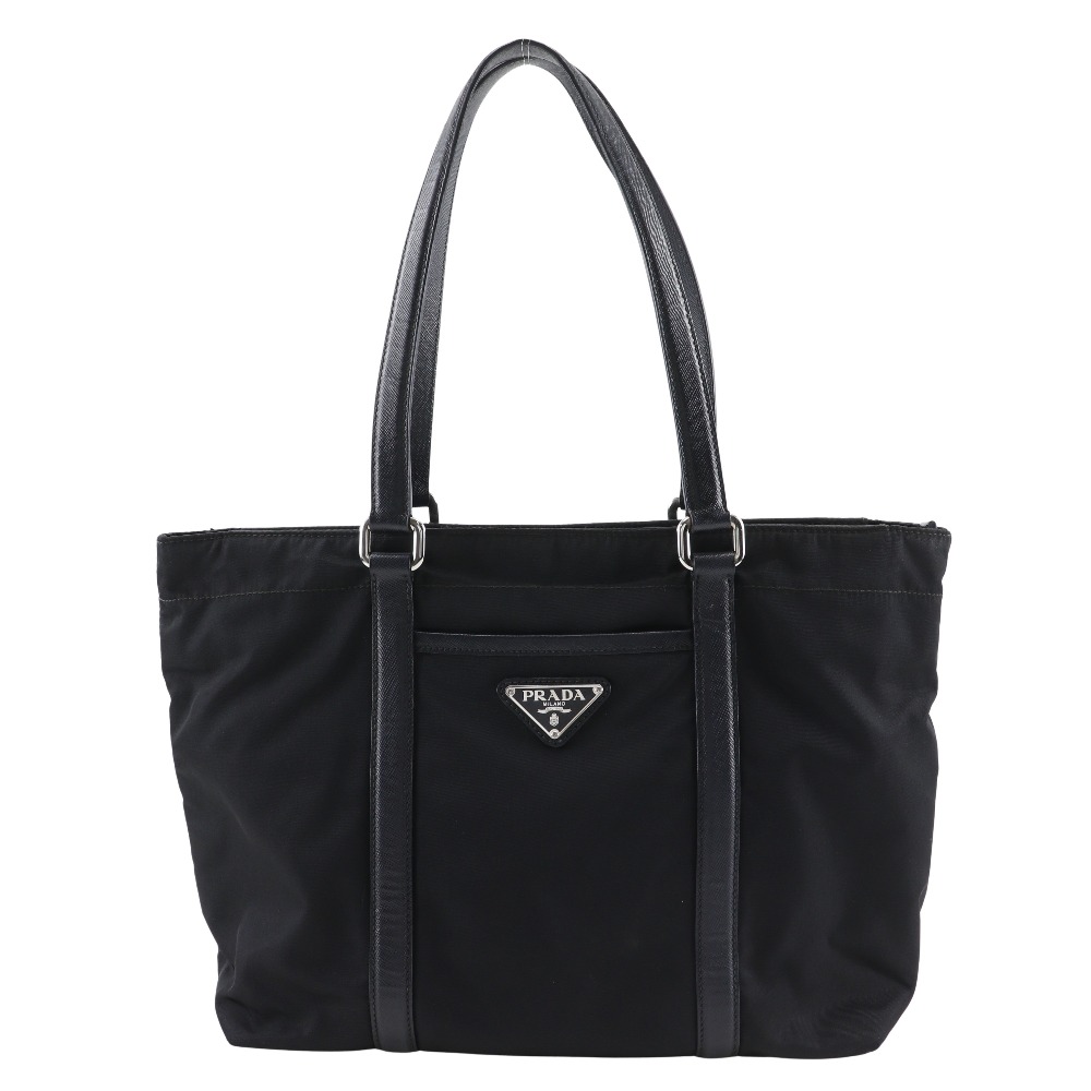 プラダ PRADA トートバッグ BR2311 ナイロン×レザー NERO 黒 肩掛け 手提げ A4 ファスナー レディース【中古】