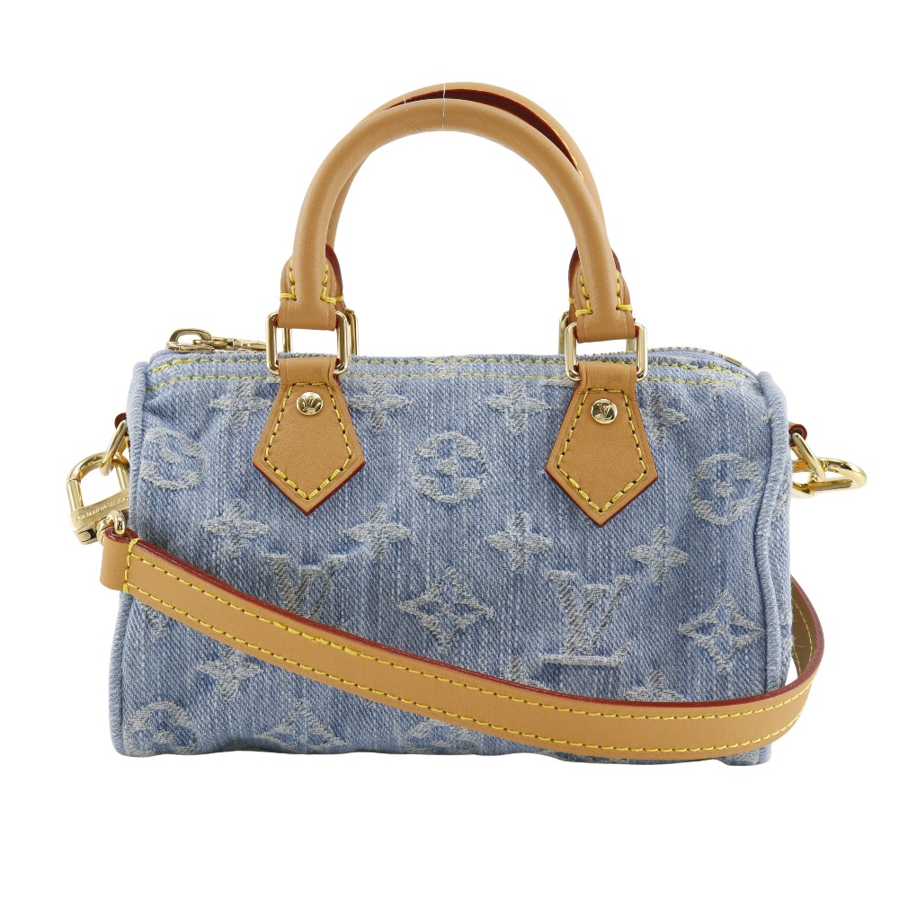 ルイ・ヴィトン LOUIS VUITTON ナノ・スピーディ ハンドバッグ 2WAYショルダー M11212 モノグラムデニム スカイブルー 斜め掛け 肩掛け 手提げ 2way ファスナー Nano speedy レディース【中古】A+ランク