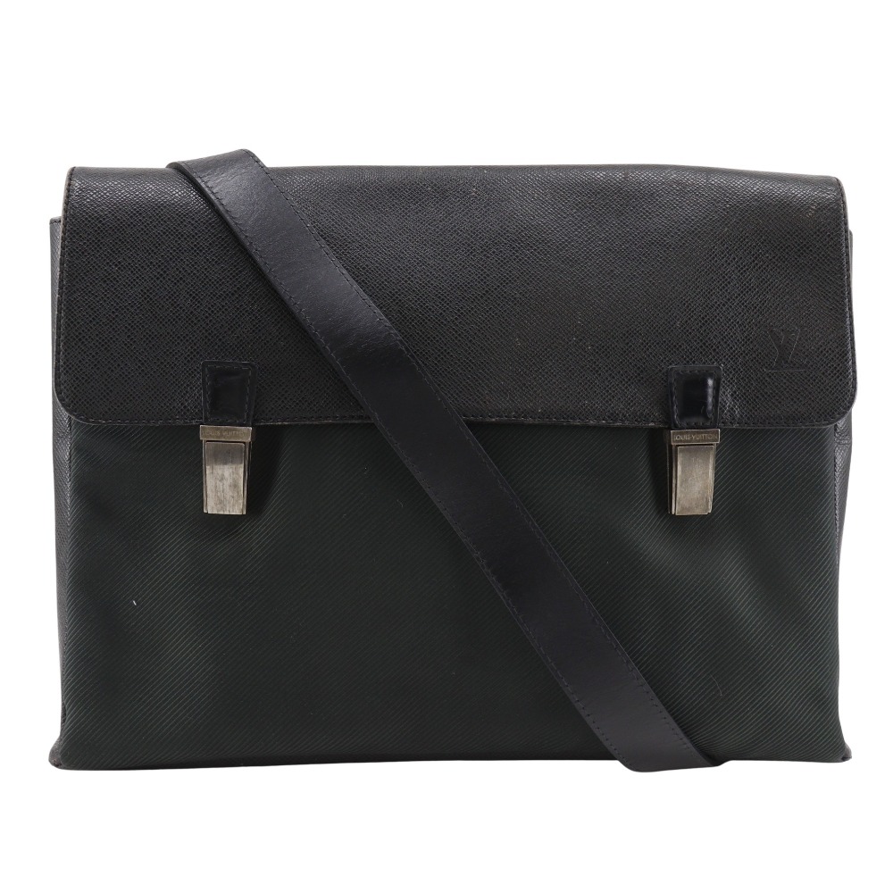 ルイ・ヴィトン LOUIS VUITTON サラトヴGM ショルダーバッグ M30882 タイガ ノワール 2003年 黒 VI0073 斜め掛け 肩掛け A4 フラップ Saratov GM メンズ【中古】B-ランク