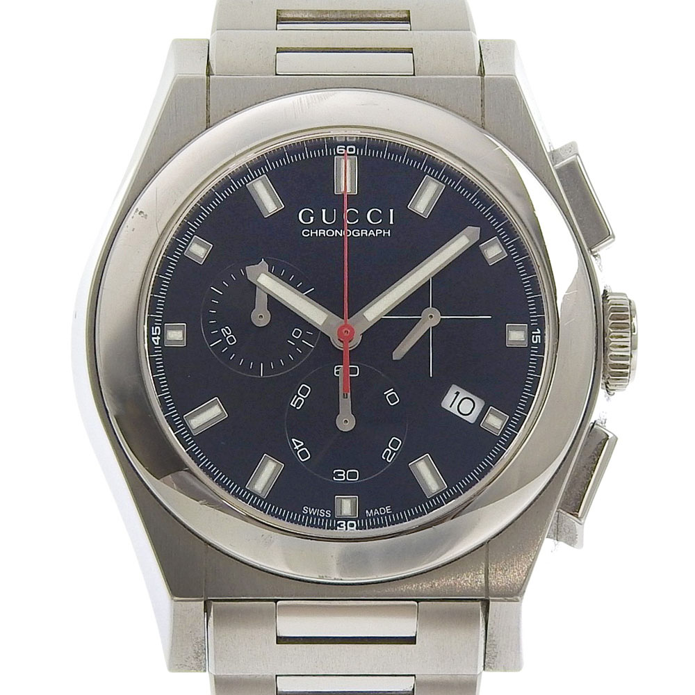 グッチ GUCCI パンテオン 腕時計 115.2/YA115235 ステンレススチール クオーツ クロノグラフ 黒文字盤 Pantheon メンズ【中古】A-ランク｜質にしきの【ブランド販売・買取】