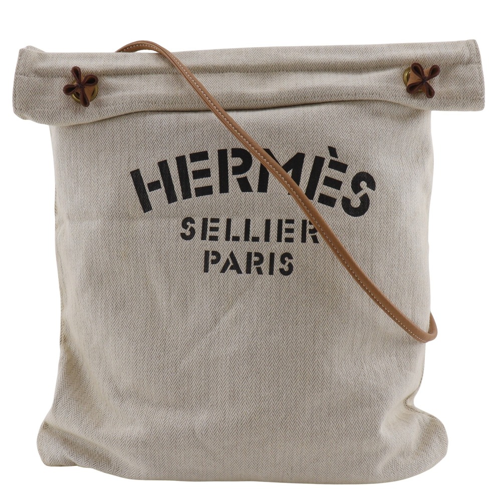 【HERMES】エルメス アリーヌGM トワルシェブロン ベージュ ユニセックス ショルダーバッグ エルメスアリーヌ GM ナチュラル レディース トワルシェブロン