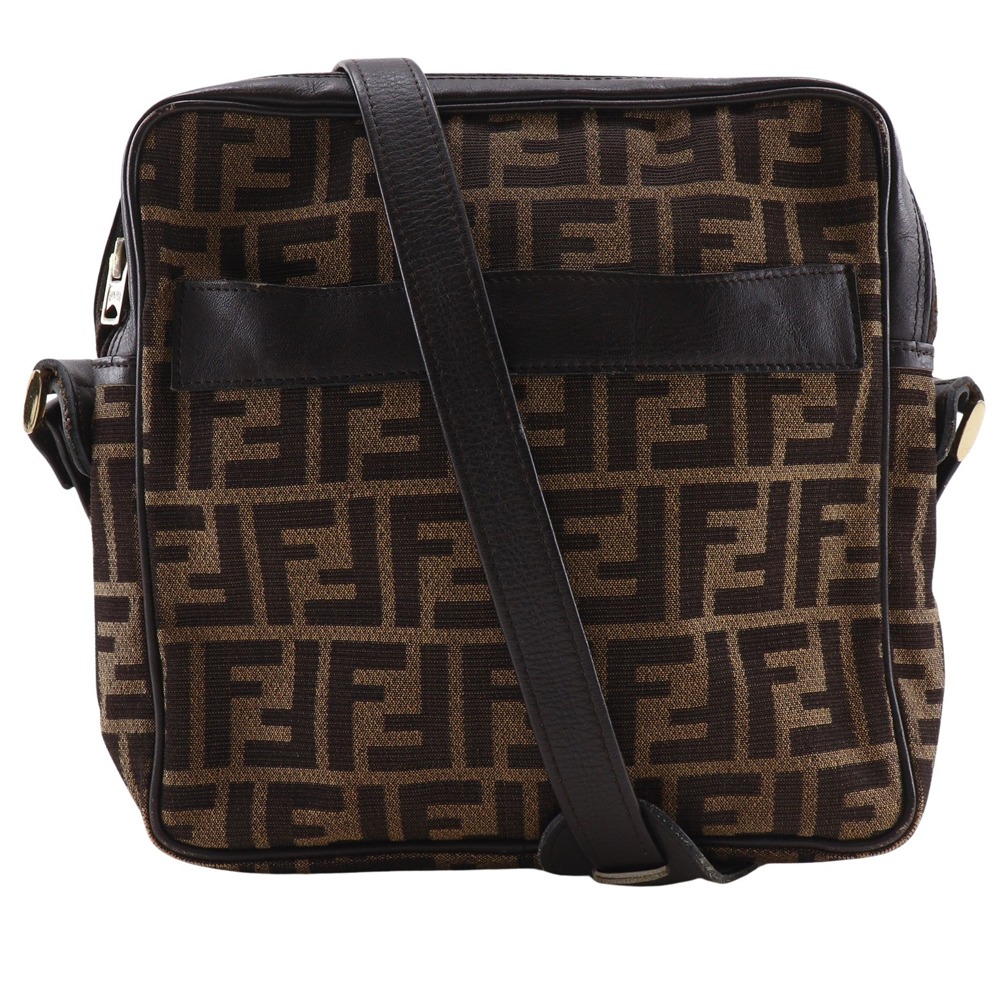 フェンディ FENDI ズッカ ショルダーバッグ ナイロンキャンバス 茶 肩掛け A5 ファスナー Zucca レディース【中古】