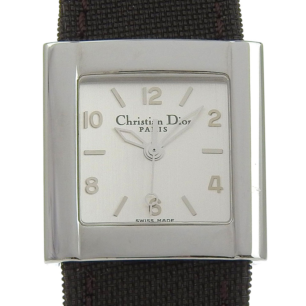 クリスチャンディオール Dior リバ 腕時計 D80-100 ステンレススチール×キャンバス クオーツ アナログ表示 シルバー文字盤 Riva レディース【中古】