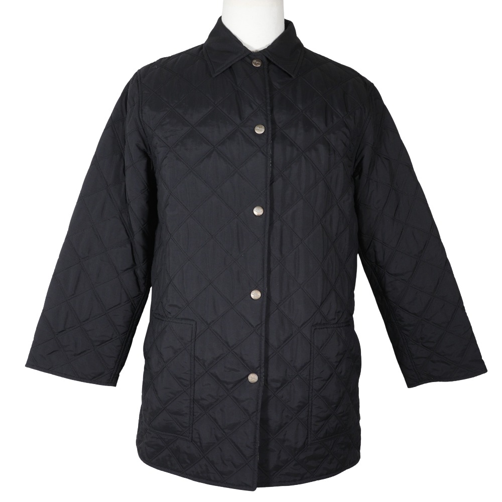 サルヴァトーレフェラガモ Salvatore Ferragamo 中綿キルティング ステンカラーコート ポリエステル×ナイロン 黒 batting quilting レディース【中古】
