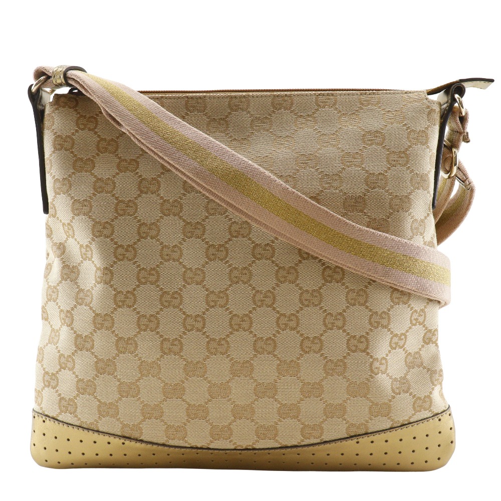 グッチ GUCCI ショルダーバッグ 145857 GGキャンバス ベージュ 斜め掛け 肩掛け A5 ファスナー レディース【中古】Aランク｜質にしきの【ブランド販売・買取】 45,370円