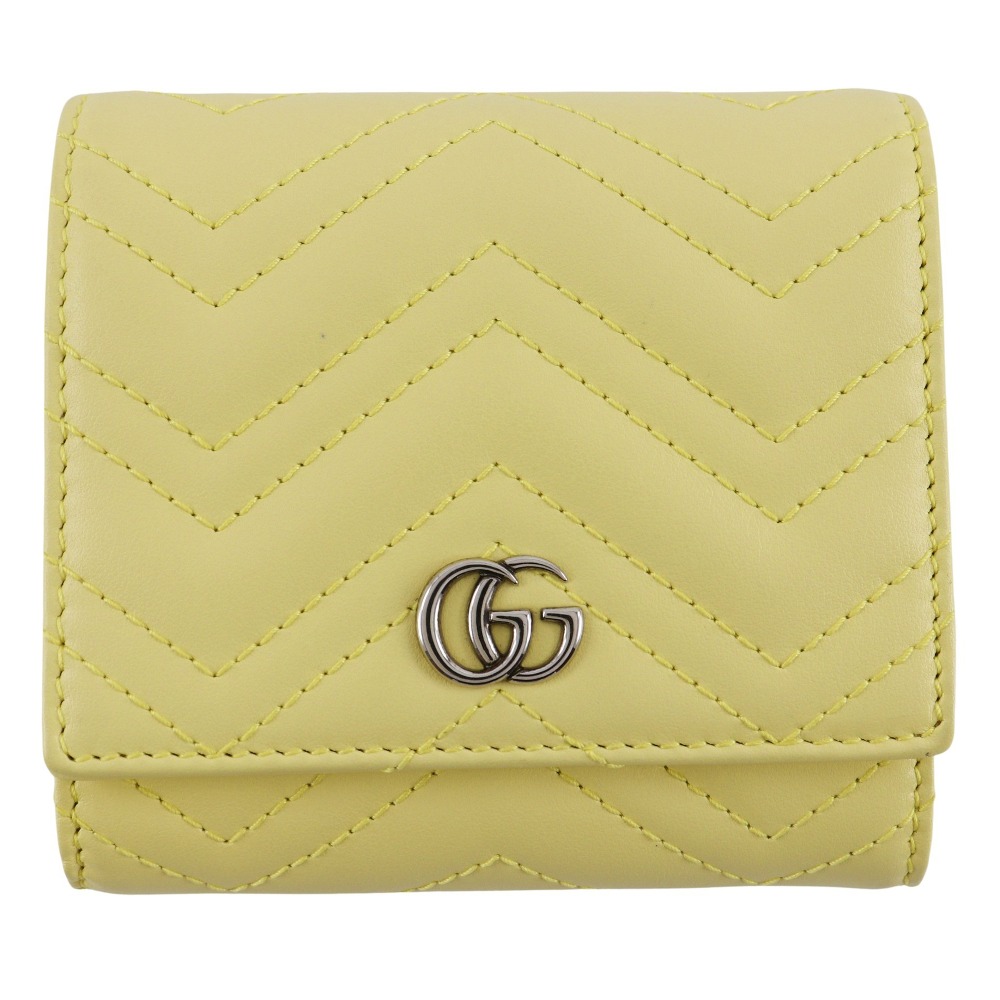 グッチ GUCCI GGマーモントウォレット 二つ折り財布 598629 レザー イタリア製 スナップボタン GG Marmont Wallet レディース【中古】