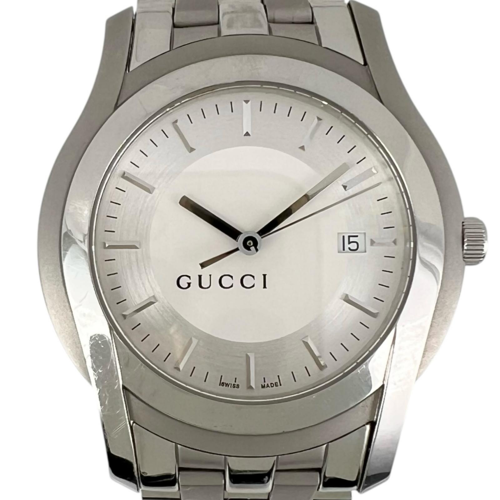 グッチ GUCCI Gクラス 腕時計 5500XL ステンレススチール クオーツ アナログ表示 ホワイト文字盤 G class メンズ【中古】