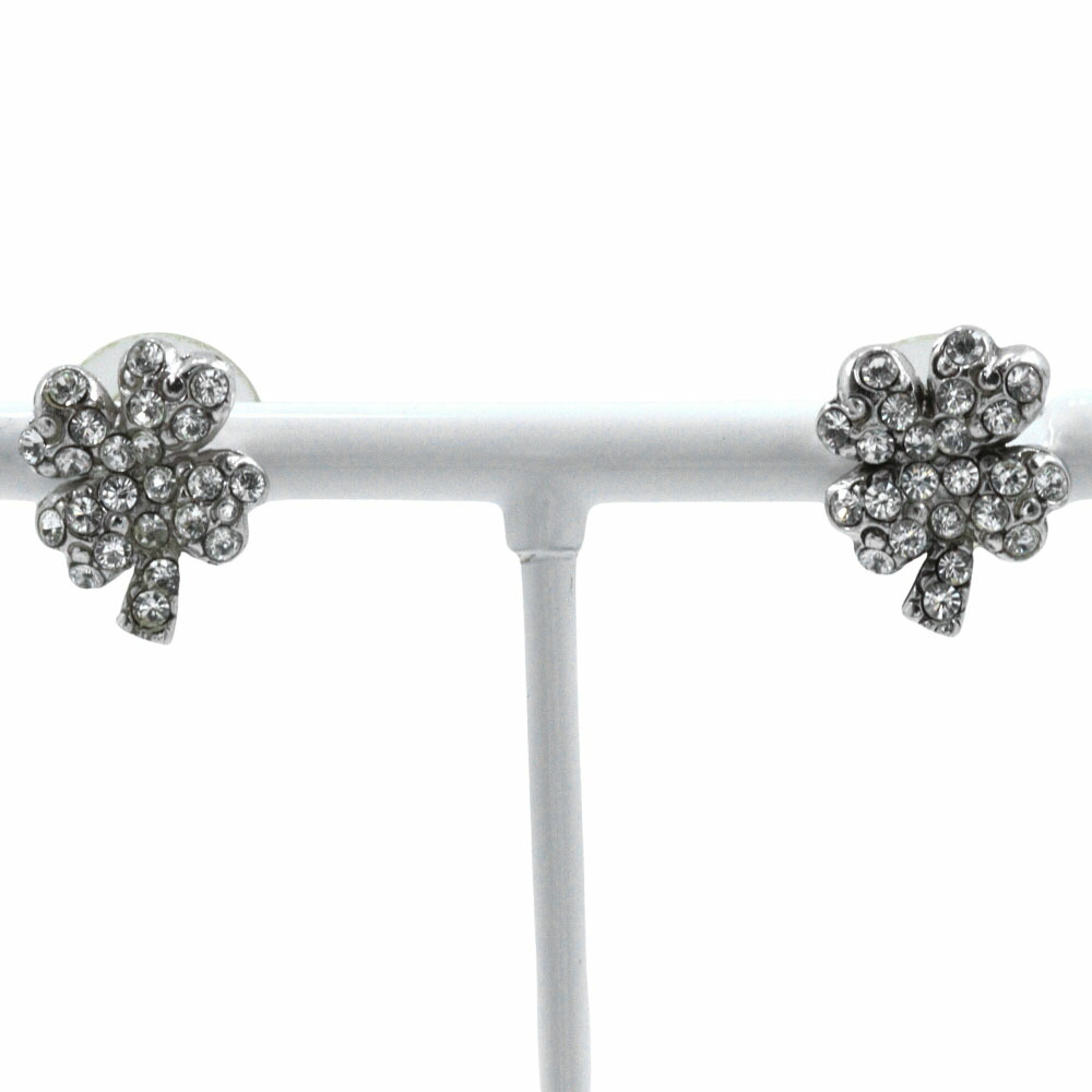 シャネル CHANEL クローバー ピアス ラインストーン×金属製 2003年 シルバー 03A クローバー 約3.6g Clover レディース【中古】A-ランク