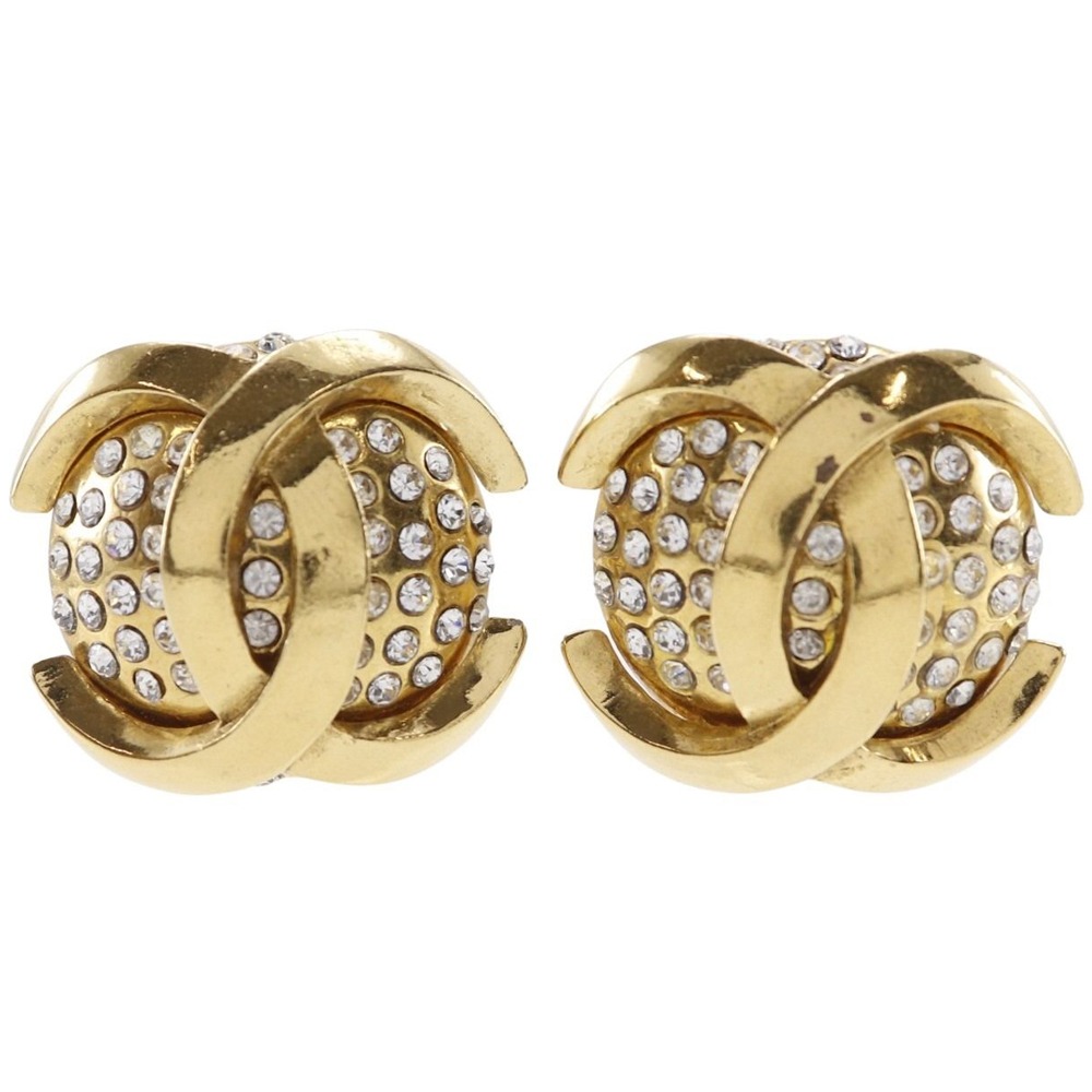シャネル CHANEL ココマーク イヤリング ヴィンテージ 金メッキ×ラインストーン 1988年 23 約34.1g COCO Mark レディース【中古】|質にしきの【ブランド販売・買取】