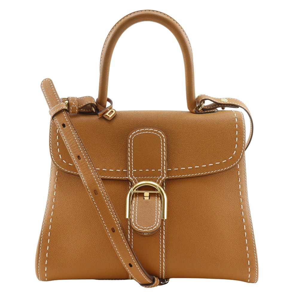 デルヴォー DELVAUX ブリヨンMM サーピケ ハンドバッグ 2WAYショルダー カーフ 茶 斜め掛け 肩掛け 手提げ 2way ベルト金具 Brillant MM Surpique レディース【中古】A-ランク 445,500円