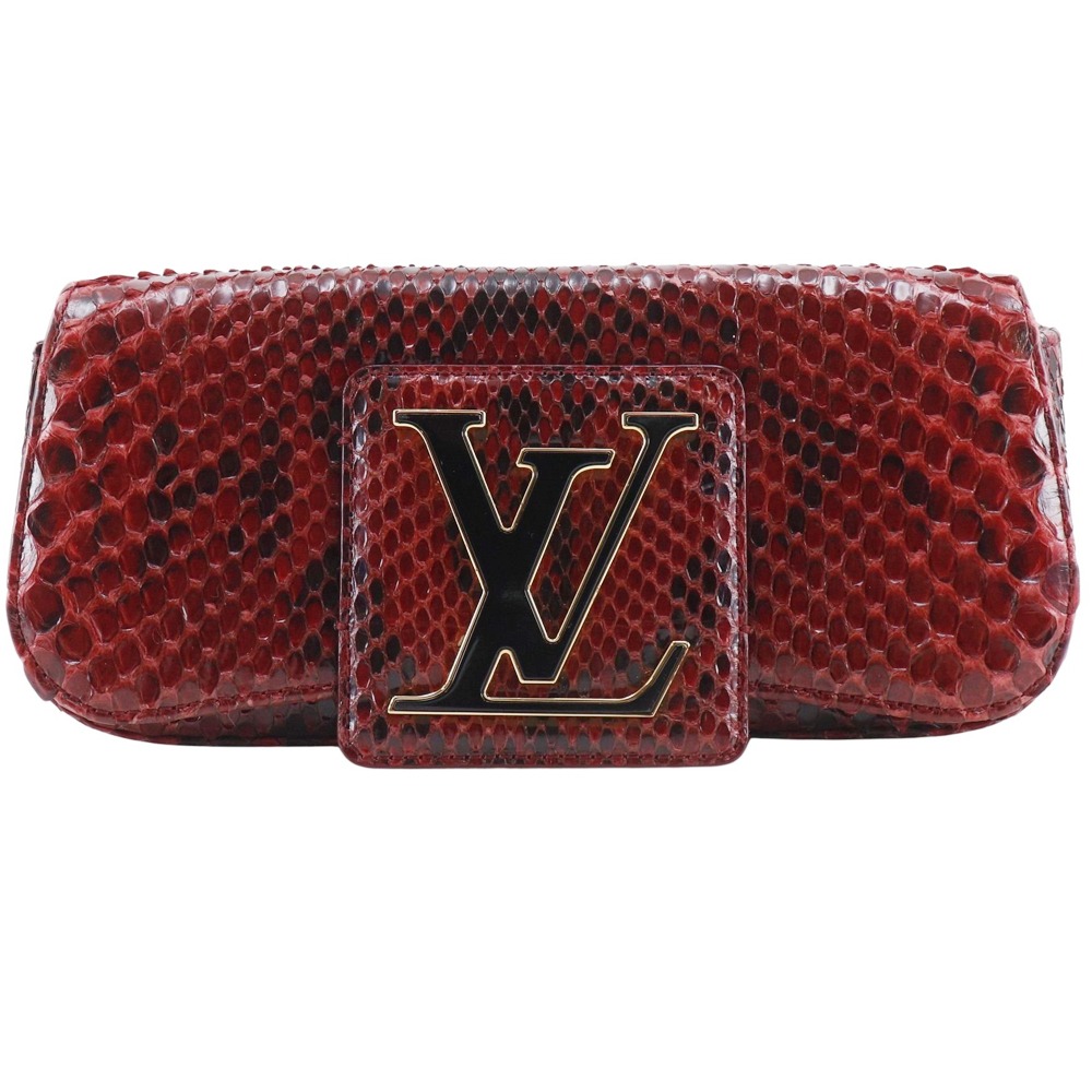 ルイ・ヴィトン LOUIS VUITTON ポシェットソービー クラッチバッグ エキゾチックライン パイソン 2010年 赤 PL3100 マグネットタイプ pochette sobie レディース【中古】