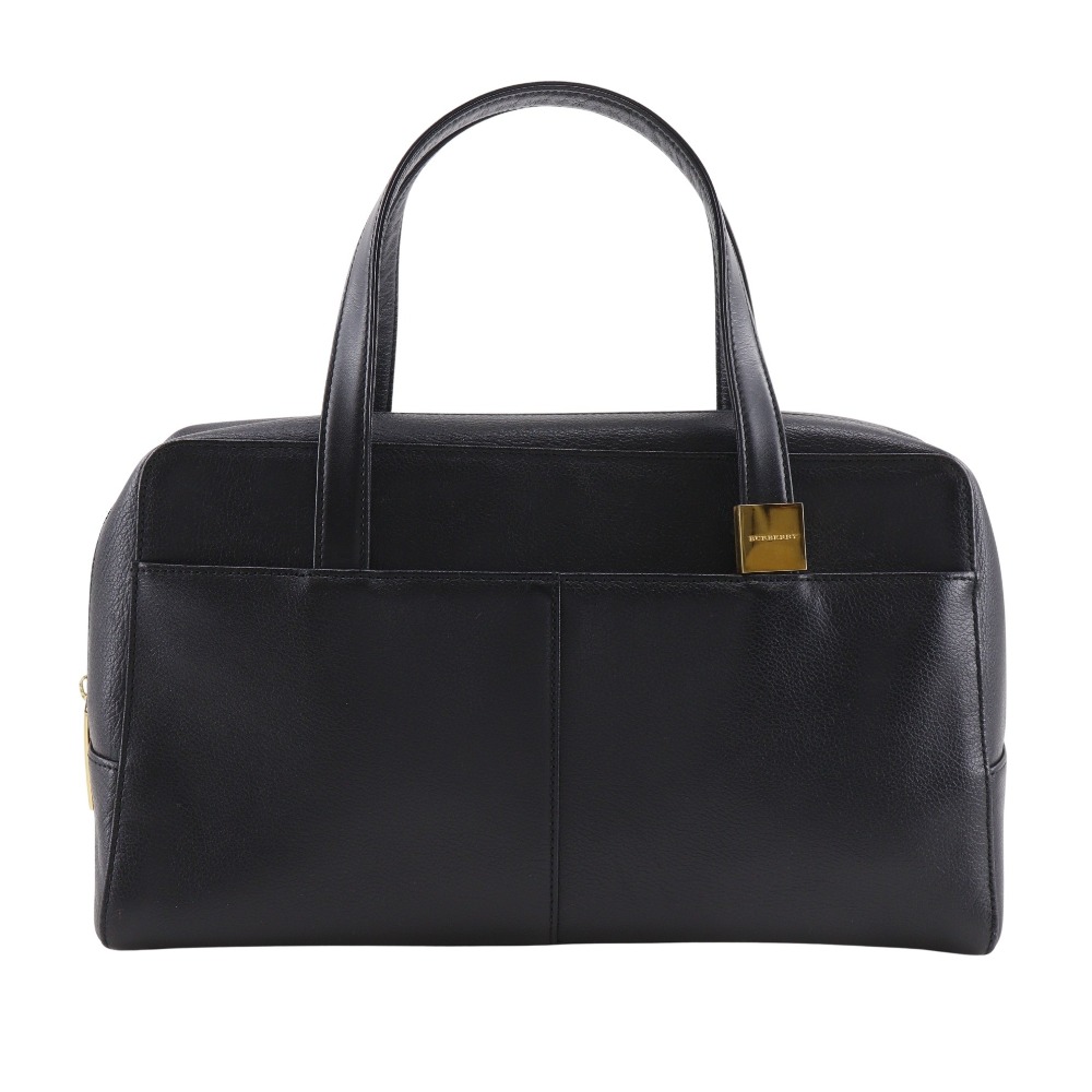 バーバリー BURBERRY シボ革 ハンドバッグ ノバチェック レザー 黒 手提げ A5 ファスナー Shibo leather レディース【中古】｜質にしきの【ブランド販売・買取】