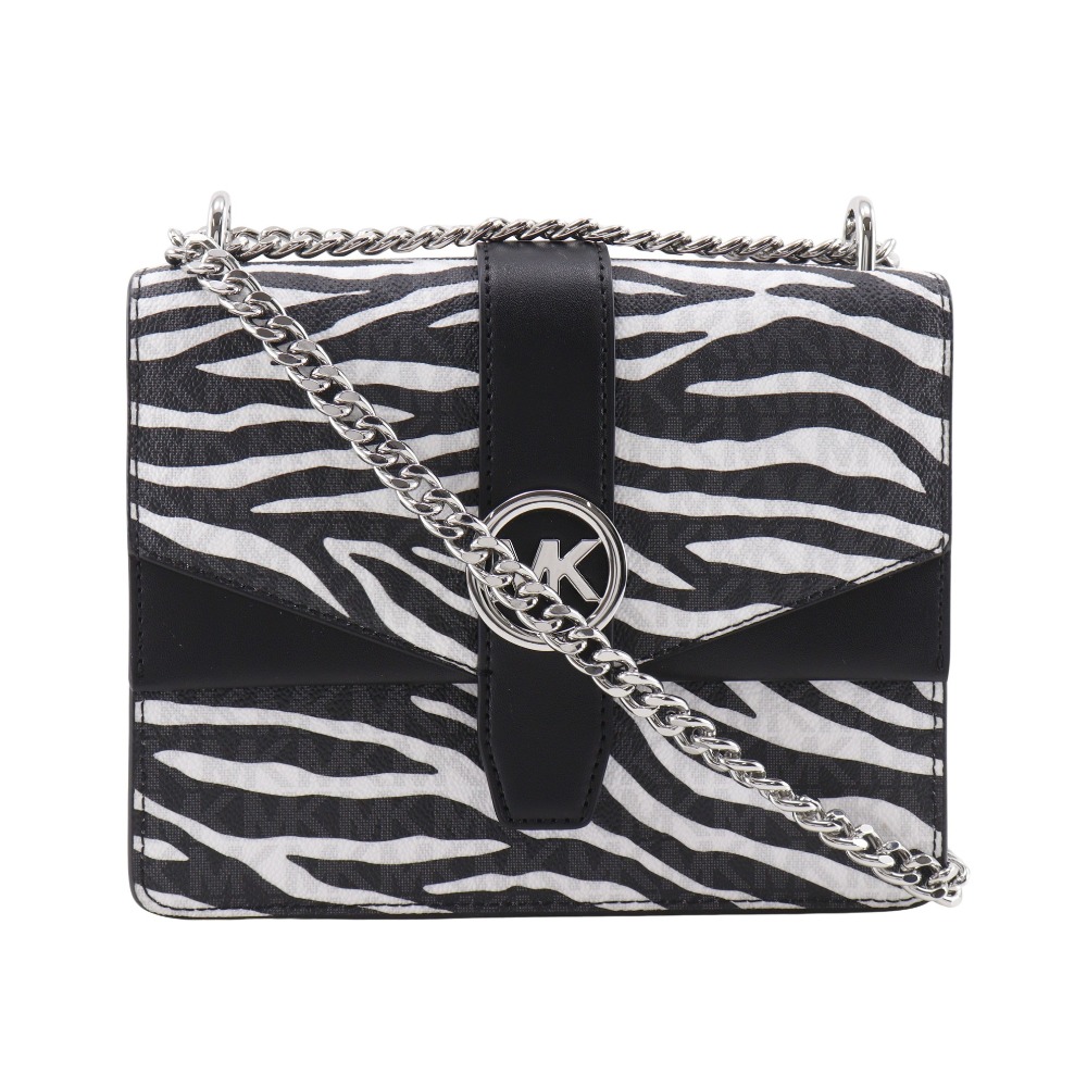 マイケルコース Michael Kors GREENWICH グリニッチ ショルダーバッグ チェーンショルダー アニマルプリント ゼブラ 35S5SGRC1V PVC 黒/白 斜め掛け 肩掛け マグネットタイプ GREENWICH Greenwich レディース【中古】A+ランク 15,444円