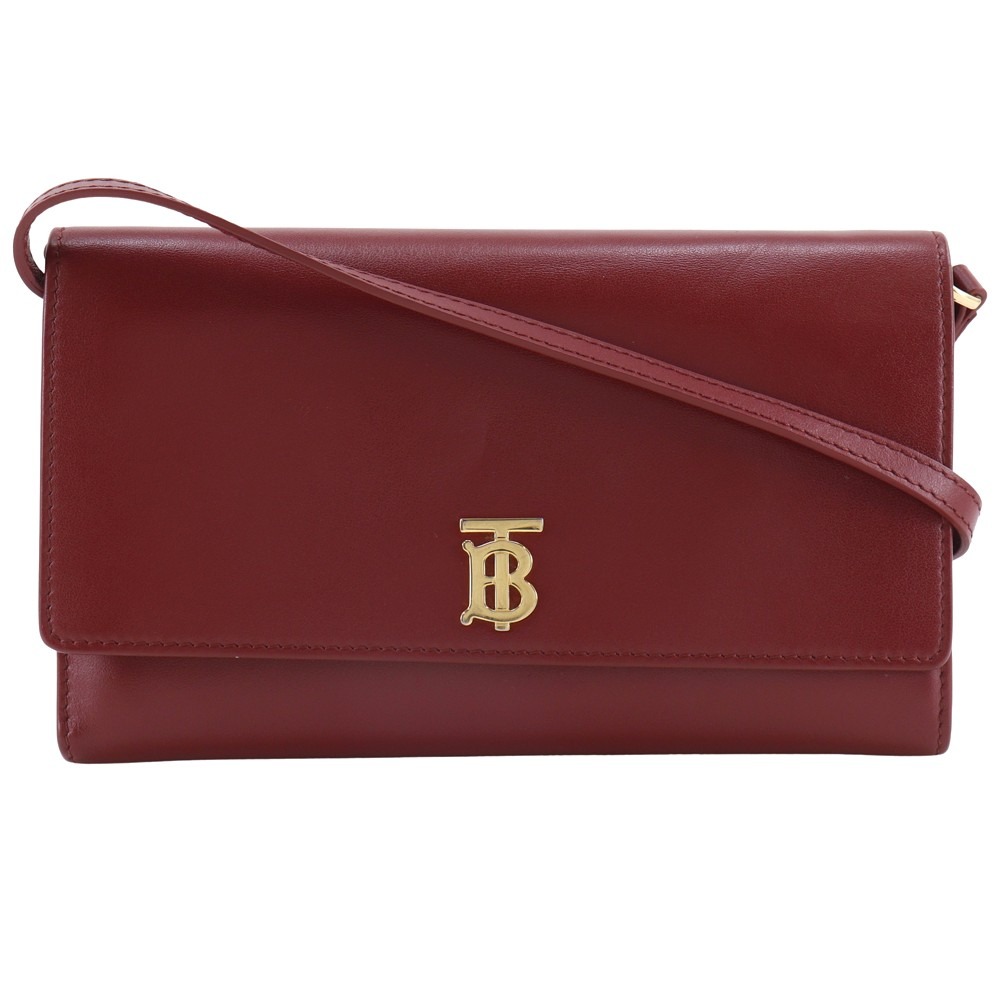 バーバリー BURBERRY ショルダーウォレット ショルダーバッグ 2WAY 牛革 赤 斜め掛け 肩掛け 2way スナップボタン Shoulder wallet レディース【中古】