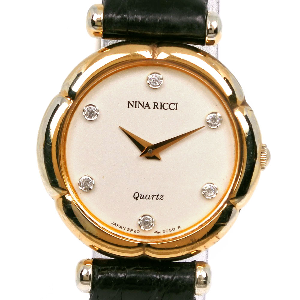 ニナリッチ NINA RICCI 腕時計 金属製 アナログ表示 ホワイト文字盤 レディース【中古】