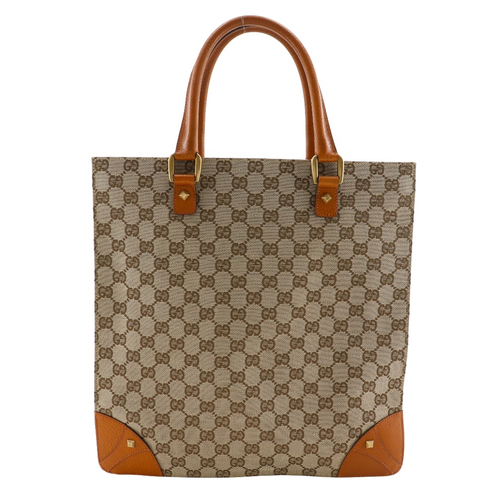 グッチ GUCCI トートバッグ ハンドバッグ 120898 GGキャンバス 茶 手提げ A4 オープン Tote Bag ユニセックス【中古】