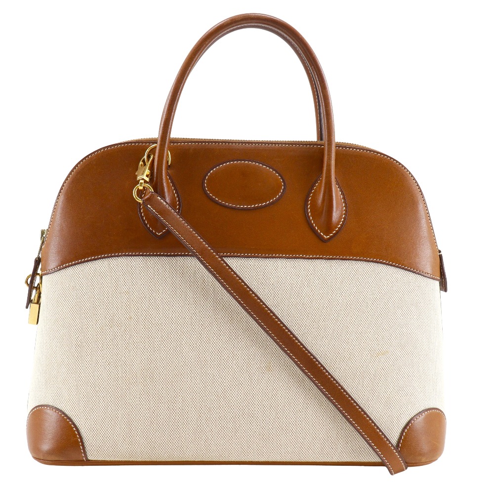 エルメス HERMES ボリード35 ハンドバッグ 2WAYショルダー トワルアッシュ フォーブ 茶 肩掛け 手提げ 2way A5 ファスナー Bolide35 レディース【中古】