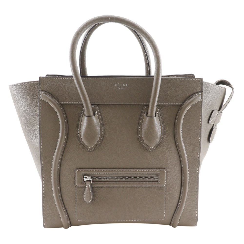セリーヌ CELINE ラゲージ ミニショッパー ハンドバッグ 165213DRU.09SO カーフ グレー 手提げ A5 ファスナー Luggage mini shopper レディース【中古】Aランク